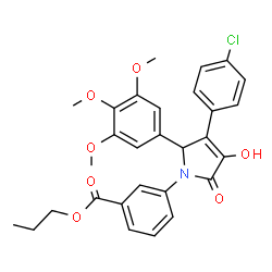 ChemSpider 2D Image | Propyl 3-[3-(4-chlorophenyl)-4-hydroxy-5-oxo-2-(3,4,5-trimethoxyphenyl)-2,5-dihydro-1H-pyrrol-1-yl]benzoate | C29H28ClNO7