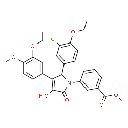 ChemSpider 2D Image | Methyl 3-[2-(3-chloro-4-ethoxyphenyl)-3-(3-ethoxy-4-methoxyphenyl)-4-hydroxy-5-oxo-2,5-dihydro-1H-pyrrol-1-yl]benzoate | C29H28ClNO7