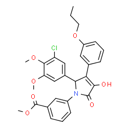 ChemSpider 2D Image | Methyl 3-[2-(3-chloro-4,5-dimethoxyphenyl)-4-hydroxy-5-oxo-3-(3-propoxyphenyl)-2,5-dihydro-1H-pyrrol-1-yl]benzoate | C29H28ClNO7