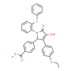 ChemSpider 2D Image | Methyl 4-{3-(4-ethoxyphenyl)-4-hydroxy-5-oxo-1-[2-(phenylsulfanyl)phenyl]-2,5-dihydro-1H-pyrrol-2-yl}benzoate | C32H27NO5S