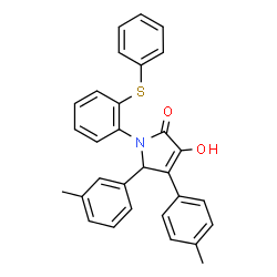 ChemSpider 2D Image | 3-Hydroxy-5-(3-methylphenyl)-4-(4-methylphenyl)-1-[2-(phenylsulfanyl)phenyl]-1,5-dihydro-2H-pyrrol-2-one | C30H25NO2S