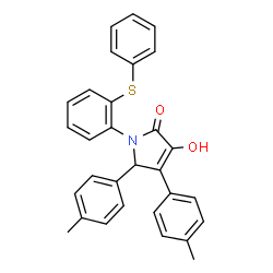 ChemSpider 2D Image | 3-Hydroxy-4,5-bis(4-methylphenyl)-1-[2-(phenylsulfanyl)phenyl]-1,5-dihydro-2H-pyrrol-2-one | C30H25NO2S