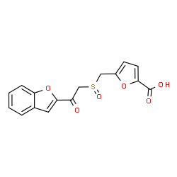 ChemSpider 2D Image | 5-({[2-(1-Benzofuran-2-yl)-2-oxoethyl]sulfinyl}methyl)-2-furoic acid | C16H12O6S