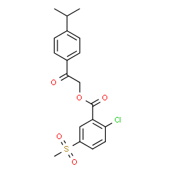 ChemSpider 2D Image | 2-(4-Isopropylphenyl)-2-oxoethyl 2-chloro-5-(methylsulfonyl)benzoate | C19H19ClO5S