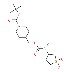ChemSpider 2D Image | 2-Methyl-2-propanyl 4-({[(1,1-dioxidotetrahydro-3-thiophenyl)(ethyl)carbamoyl]oxy}methyl)-1-piperidinecarboxylate | C18H32N2O6S