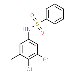 ChemSpider 2D Image | N-(3-Bromo-4-hydroxy-5-methylphenyl)benzenesulfonamide | C13H12BrNO3S