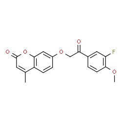 ChemSpider 2D Image | 7-[2-(3-Fluoro-4-methoxyphenyl)-2-oxoethoxy]-4-methyl-2H-chromen-2-one | C19H15FO5