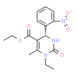 ChemSpider 2D Image | Ethyl (4S)-1-ethyl-6-methyl-4-(2-nitrophenyl)-2-oxo-1,2,3,4-tetrahydro-5-pyrimidinecarboxylate | C16H19N3O5