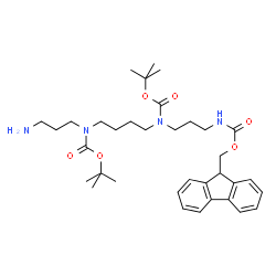 ChemSpider 2D Image | 2-Methyl-2-propanyl (3-aminopropyl){4-[(3-{[(9H-fluoren-9-ylmethoxy)carbonyl]amino}propyl){[(2-methyl-2-propanyl)oxy]carbonyl}amino]butyl}carbamate | C35H52N4O6