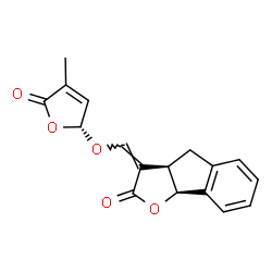 ChemSpider 2D Image | (3Z,3aR,8bS)-3-({[(2R)-4-Methyl-5-oxo-2,5-dihydro-2-furanyl]oxy}methylene)-3,3a,4,8b-tetrahydro-2H-indeno[1,2-b]furan-2-one | C17H14O5