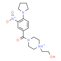 ChemSpider 2D Image | 1-(2-Hydroxyethyl)-4-[3-nitro-4-(1-pyrrolidinyl)benzoyl]piperazin-1-ium | C17H25N4O4