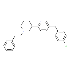 ChemSpider 2D Image | 5-(4-Chlorobenzyl)-2-[1-(2-phenylethyl)-3-piperidinyl]pyridine | C25H27ClN2