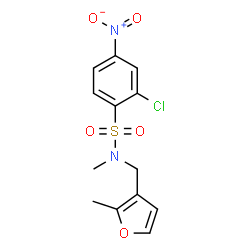 ChemSpider 2D Image | 2-Chloro-N-methyl-N-[(2-methyl-3-furyl)methyl]-4-nitrobenzenesulfonamide | C13H13ClN2O5S