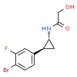ChemSpider 2D Image | N-[(1R,2S)-2-(4-Bromo-3-fluorophenyl)cyclopropyl]-2-hydroxyacetamide | C11H11BrFNO2