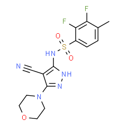 ChemSpider 2D Image | N-[4-Cyano-3-(4-morpholinyl)-1H-pyrazol-5-yl]-2,3-difluoro-4-methylbenzenesulfonamide | C15H15F2N5O3S