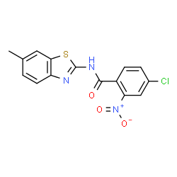 ChemSpider 2D Image | 4-Chloro-N-(6-methyl-1,3-benzothiazol-2-yl)-2-nitrobenzamide | C15H10ClN3O3S