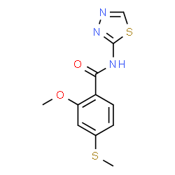 ChemSpider 2D Image | 2-Methoxy-4-(methylsulfanyl)-N-(1,3,4-thiadiazol-2-yl)benzamide | C11H11N3O2S2