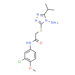 ChemSpider 2D Image | 2-[(4-Amino-5-isopropyl-4H-1,2,4-triazol-3-yl)sulfanyl]-N-(3-chloro-4-methoxyphenyl)acetamide | C14H18ClN5O2S