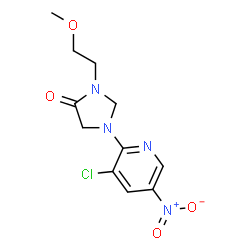 ChemSpider 2D Image | 1-(3-Chloro-5-nitro-2-pyridinyl)-3-(2-methoxyethyl)-4-imidazolidinone | C11H13ClN4O4