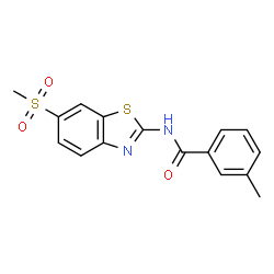 ChemSpider 2D Image | 3-Methyl-N-[6-(methylsulfonyl)-1,3-benzothiazol-2-yl]benzamide | C16H14N2O3S2