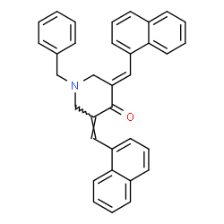ChemSpider 2D Image | (3Z,5E)-1-Benzyl-3,5-bis(1-naphthylmethylene)-4-piperidinone | C34H27NO
