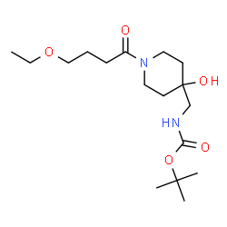 ChemSpider 2D Image | 2-Methyl-2-propanyl {[1-(4-ethoxybutanoyl)-4-hydroxy-4-piperidinyl]methyl}carbamate | C17H32N2O5