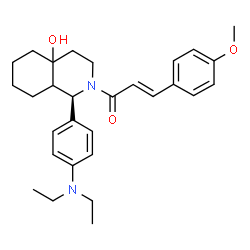 ChemSpider 2D Image | (2E)-1-[(1R)-1-[4-(Diethylamino)phenyl]-4a-hydroxyoctahydro-2(1H)-isoquinolinyl]-3-(4-methoxyphenyl)-2-propen-1-one | C29H38N2O3