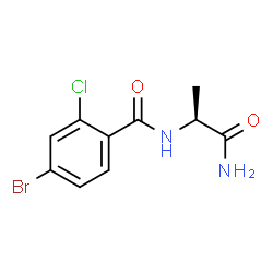 ChemSpider 2D Image | N-[(2S)-1-Amino-1-oxo-2-propanyl]-4-bromo-2-chlorobenzamide | C10H10BrClN2O2