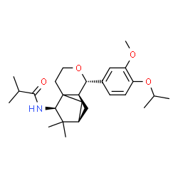 ChemSpider 2D Image | N-[(5S,6S,8R,10R)-5-(4-Isopropoxy-3-methoxyphenyl)-9,9-dimethyl-4-oxatricyclo[6.2.1.0~1,6~]undec-10-yl]-2-methylpropanamide | C26H39NO4