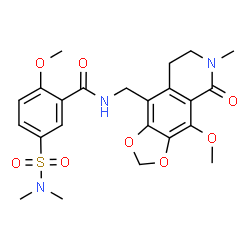 ChemSpider 2D Image | 5-(Dimethylsulfamoyl)-2-methoxy-N-[(4-methoxy-6-methyl-5-oxo-5,6,7,8-tetrahydro[1,3]dioxolo[4,5-g]isoquinolin-9-yl)methyl]benzamide | C23H27N3O8S