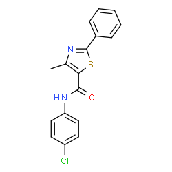 ChemSpider 2D Image | N-(4-Chlorophenyl)-4-methyl-2-phenyl-1,3-thiazole-5-carboxamide | C17H13ClN2OS