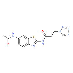 ChemSpider 2D Image | N-(6-Acetamido-1,3-benzothiazol-2-yl)-3-(1H-tetrazol-1-yl)propanamide | C13H13N7O2S