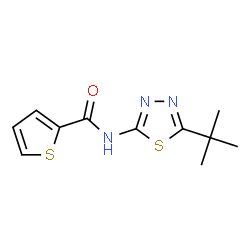 ChemSpider 2D Image | N-[5-(2-Methyl-2-propanyl)-1,3,4-thiadiazol-2-yl]-2-thiophenecarboxamide | C11H13N3OS2