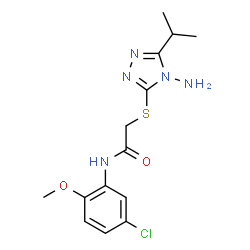 ChemSpider 2D Image | 2-[(4-Amino-5-isopropyl-4H-1,2,4-triazol-3-yl)sulfanyl]-N-(5-chloro-2-methoxyphenyl)acetamide | C14H18ClN5O2S