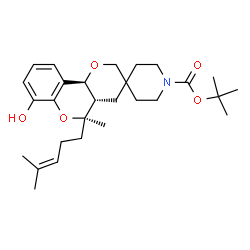 ChemSpider 2D Image | 2-Methyl-2-propanyl (4a'S,5'R,10b'S)-7'-hydroxy-5'-methyl-5'-(4-methyl-3-penten-1-yl)-4a',10b'-dihydro-1H,4'H,5'H-spiro[piperidine-4,3'-pyrano[3,2-c]chromene]-1-carboxylate | C28H41NO5