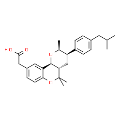 ChemSpider 2D Image | [(2S,3R,4aS,10bS)-3-(4-Isobutylphenyl)-2,5,5-trimethyl-3,4,4a,10b-tetrahydro-2H,5H-pyrano[3,2-c]chromen-9-yl]acetic acid | C27H34O4