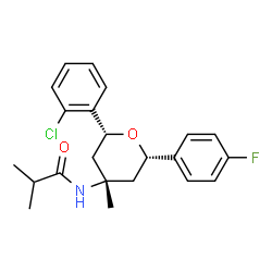 ChemSpider 2D Image | N-[(2R,4S,6S)-2-(2-Chlorophenyl)-6-(4-fluorophenyl)-4-methyltetrahydro-2H-pyran-4-yl]-2-methylpropanamide | C22H25ClFNO2