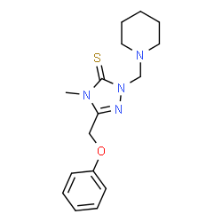 ChemSpider 2D Image | 4-Methyl-5-(phenoxymethyl)-2-(1-piperidinylmethyl)-2,4-dihydro-3H-1,2,4-triazole-3-thione | C16H22N4OS
