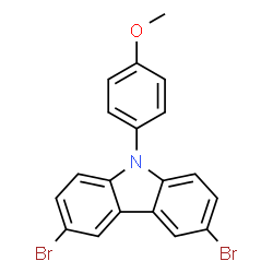 ChemSpider 2D Image | 3,6-Dibromo-9-(4-methoxyphenyl)-9H-carbazole | C19H13Br2NO