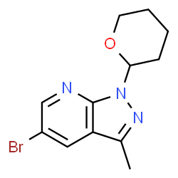 ChemSpider 2D Image | 5-Bromo-3-methyl-1-(tetrahydro-2H-pyran-2-yl)-1H-pyrazolo[3,4-b]pyridine | C12H14BrN3O