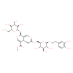 ChemSpider 2D Image | 2-(3,4-Dihydroxyphenyl)ethyl 6-O-{[(2S,3E,4S)-3-ethylidene-2-(beta-D-glucopyranosyloxy)-5-(methoxycarbonyl)-3,4-dihydro-2H-pyran-4-yl]acetyl}-beta-D-glucopyranoside | C31H42O18