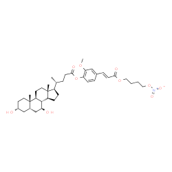 ChemSpider 2D Image | 2-Methoxy-4-{(1E)-3-[4-(nitrooxy)butoxy]-3-oxo-1-propen-1-yl}phenyl (3alpha,5beta,7beta,8xi)-3,7-dihydroxycholan-24-oate | C38H55NO10