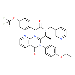 ChemSpider 2D Image | N-{(1S)-1-[3-(4-Ethoxyphenyl)-4-oxo-3,4-dihydropyrido[2,3-d]pyrimidin-2-yl]ethyl}-N-(3-pyridinylmethyl)-2-[4-(trifluoromethoxy)phenyl]acetamide | C32H28F3N5O4