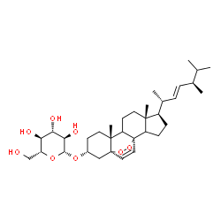 ChemSpider 2D Image | (1R,5R,6R,10R,13R,15R)-5-[(2R,3E,5R)-5,6-Dimethyl-3-hepten-2-yl]-6,10-dimethyl-16,17-dioxapentacyclo[13.2.2.0~1,9~.0~2,6~.0~10,15~]nonadec-18-en-13-yl beta-D-glucopyranoside | C34H54O8