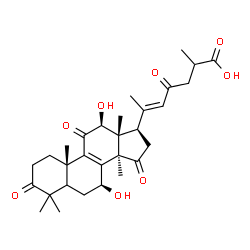 ChemSpider 2D Image | (5xi,7beta,12beta,20E)-7,12-Dihydroxy-3,11,15,23-tetraoxolanosta-8,20(22)-dien-26-oic acid | C30H40O8