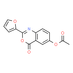 ChemSpider 2D Image | 2-(2-Furyl)-4-oxo-4H-3,1-benzoxazin-6-yl acetate | C14H9NO5