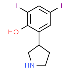 ChemSpider 2D Image | 2,4-Diiodo-6-(3-pyrrolidinyl)phenol | C10H11I2NO