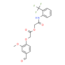 ChemSpider 2D Image | 2-Oxo-2-{[2-(trifluoromethyl)phenyl]amino}ethyl (4-formyl-2-methoxyphenoxy)acetate | C19H16F3NO6