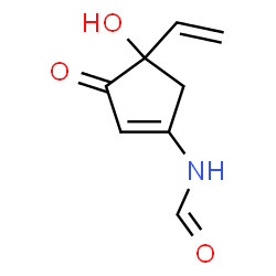 ChemSpider 2D Image | N-(4-Hydroxy-3-oxo-4-vinyl-1-cyclopenten-1-yl)formamide | C8H9NO3