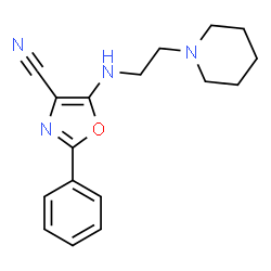 ChemSpider 2D Image | 2-Phenyl-5-(2-piperidin-1-yl-ethylamino)-oxazole-4-carbonitrile | C17H20N4O